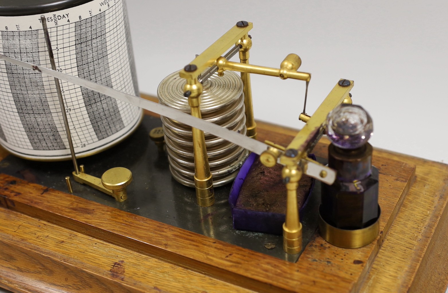 An oak cased barograph